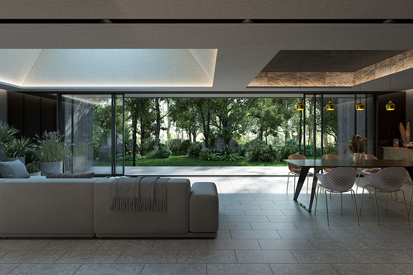 透過光が演出する優雅なLDK空間